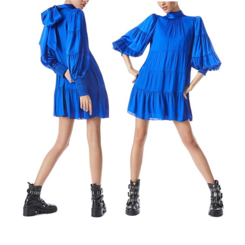 ALICE + OLIVIA Karena Tiered Babydoll Dress in Royalty